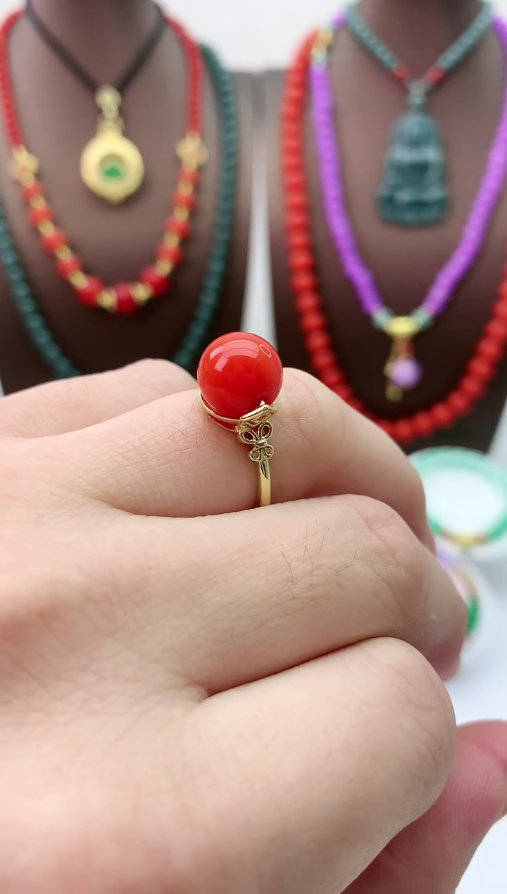 【闪购商品】翡翠戒指14K金镶嵌J5戒指