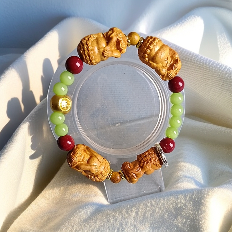 非金属木质手链 四不佛老山檀香手串檀木佛珠设计手工时尚