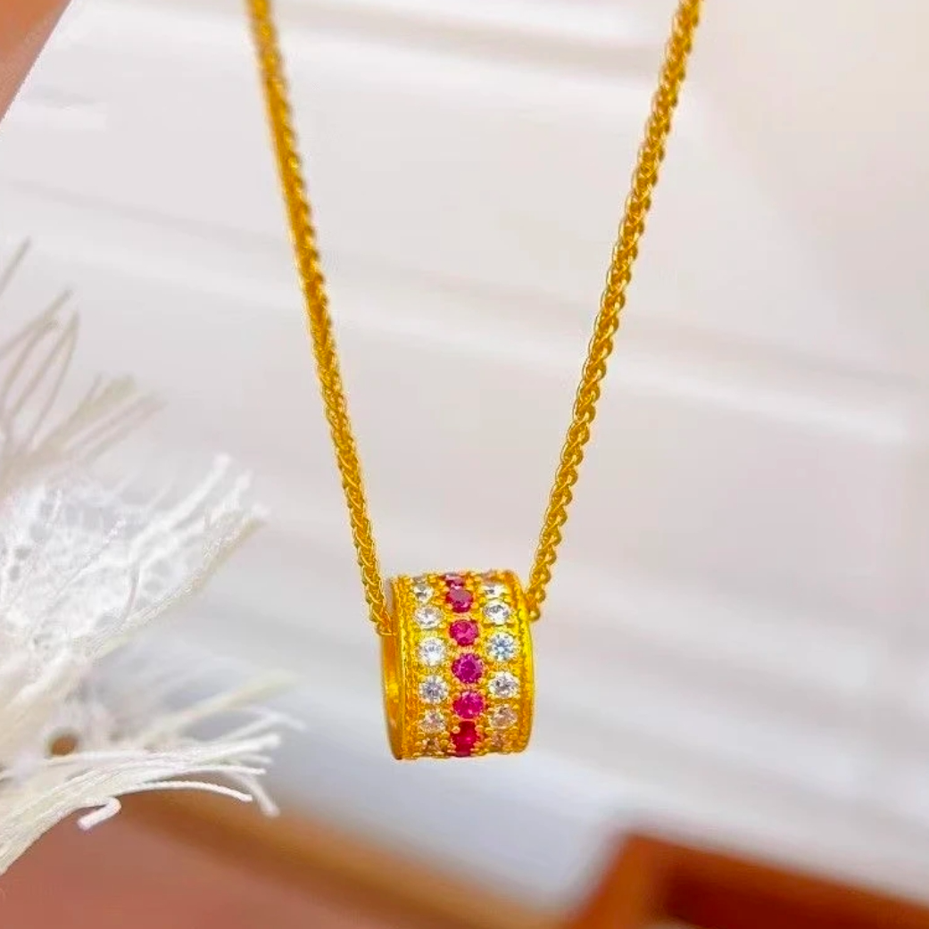 【质检发货】18K金满镶小蛮腰路路通吊坠配件