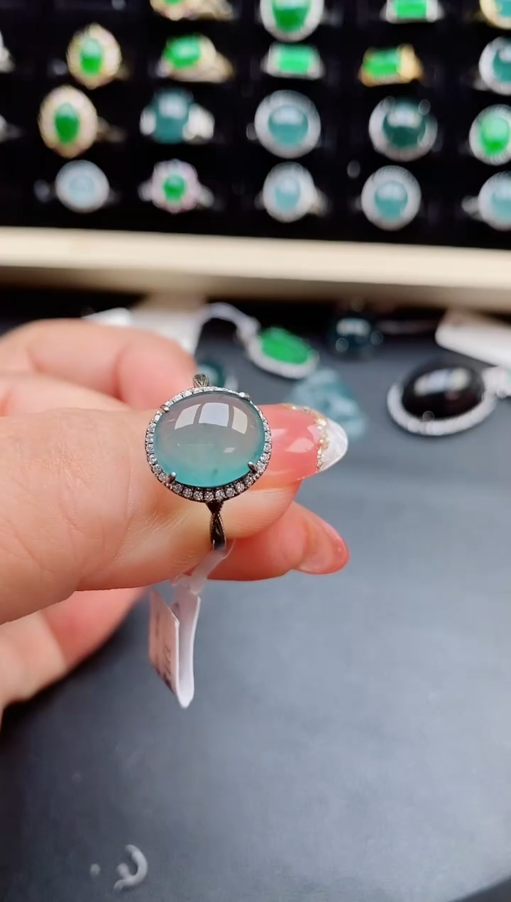 【闪购商品】翡翠戒指银S925镶嵌5085
