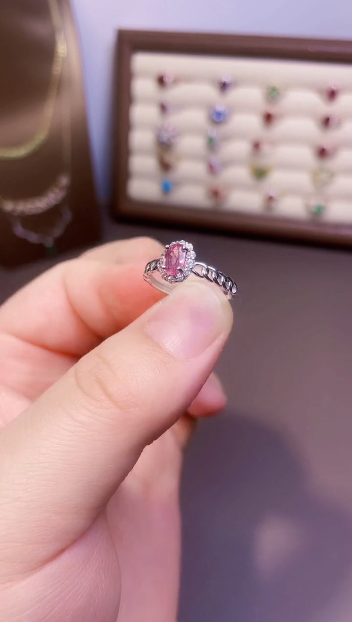 【闪购商品】彩色蓝宝石戒指银S925镶嵌一枚