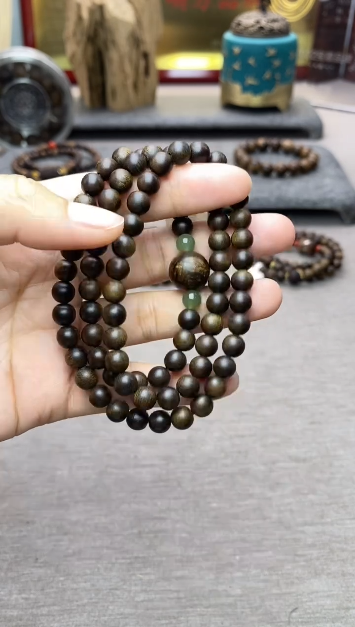 【闪购商品】沉香手串顺化紫棋06+留疤白棋1.2三圈沉水设计