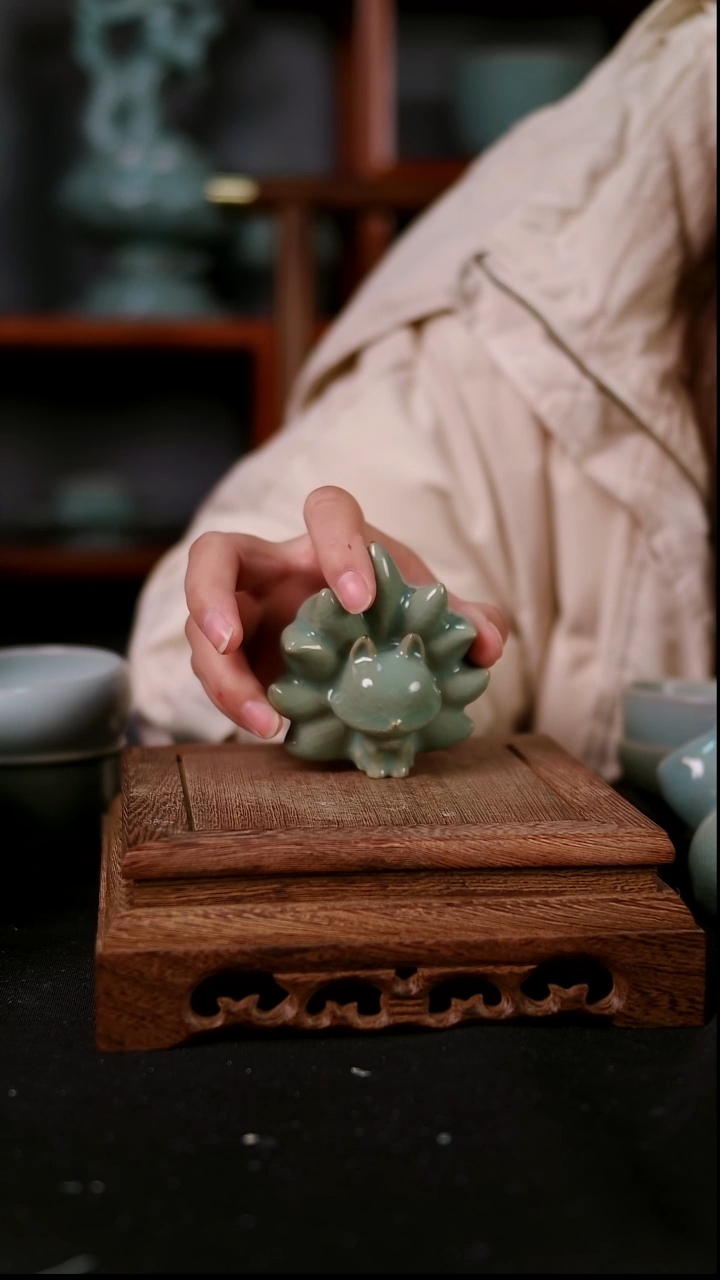 摆件陶青霁汝窑仿古釉   微瑕