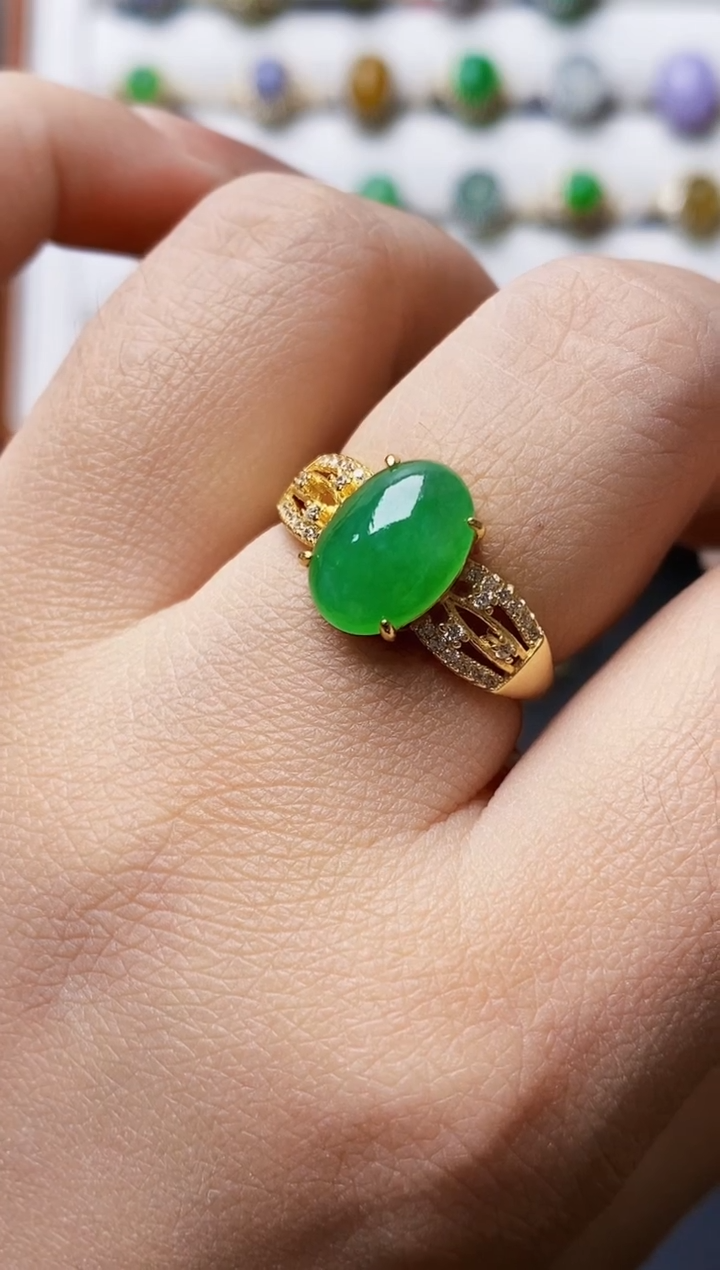 银S925镶嵌戒指翡翠2082