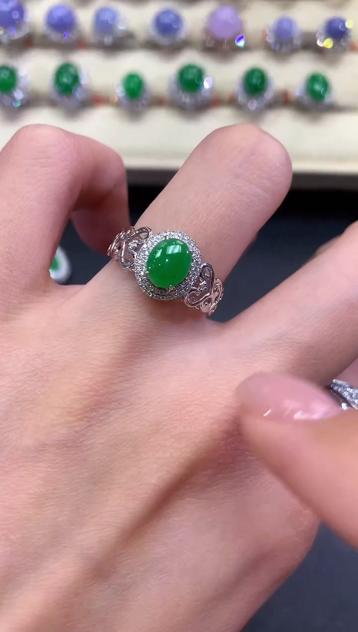 【闪购商品】翡翠戒指18K金镶嵌a50