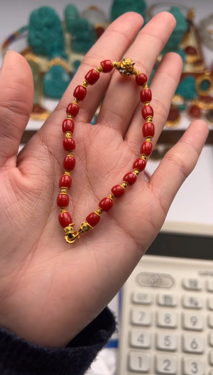 18K金镶嵌手串手串南红玛瑙枫*~手串手串