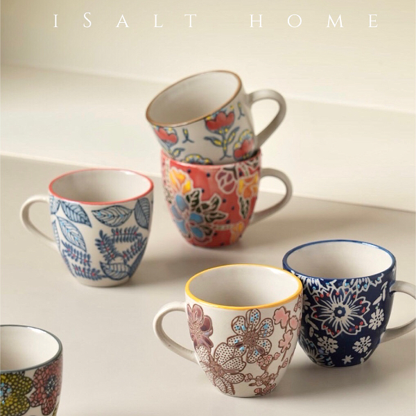 手绘油画风浓缩咖啡杯复古花卉迷你杯奶杯下午茶杯子创意/出法国