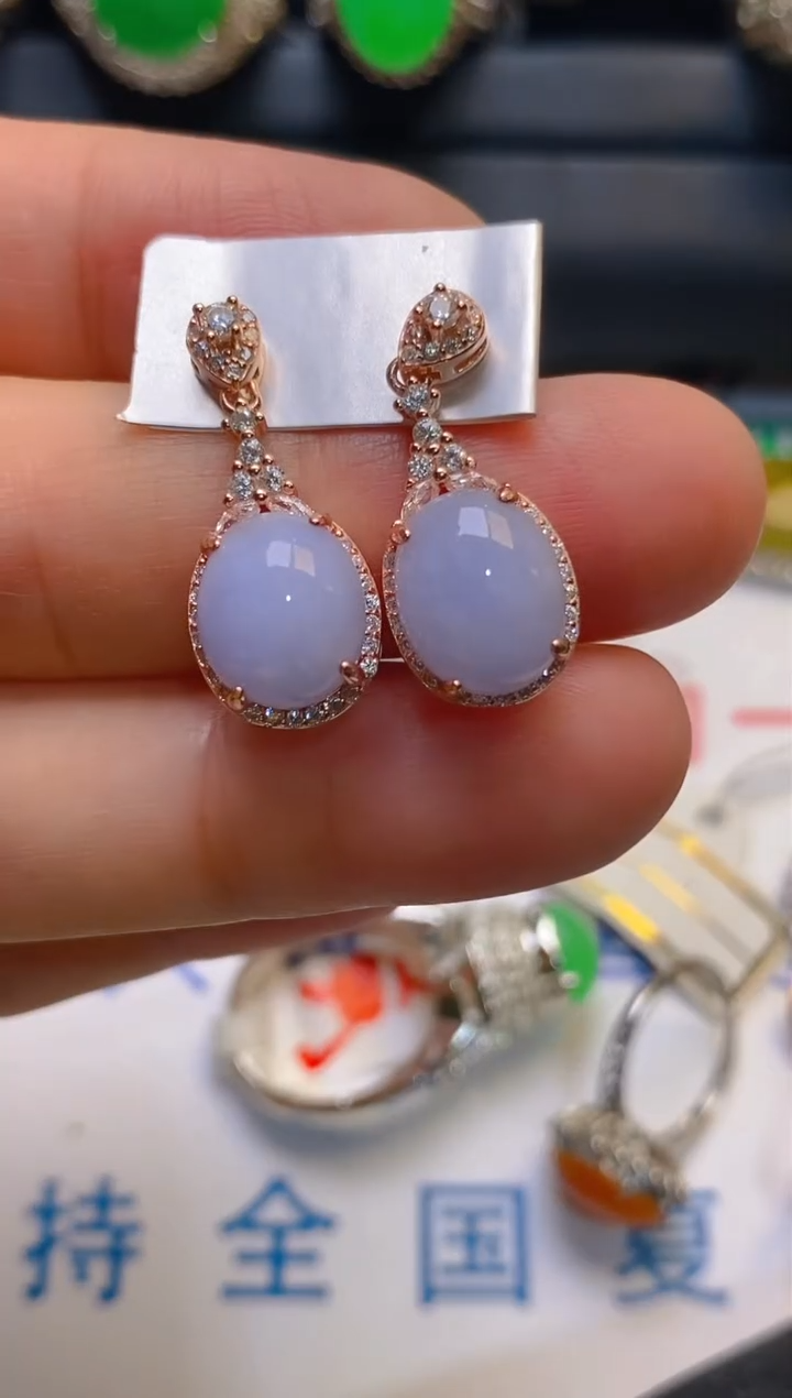 【闪购商品】翡翠耳饰银S925镶嵌天然A货翡翠1