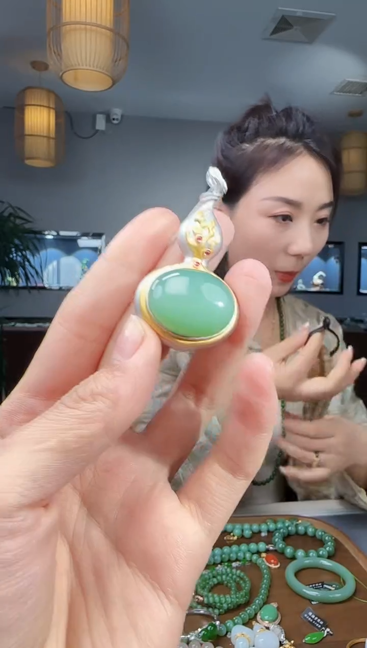 吊坠(不含链)银S925镶嵌和田玉1