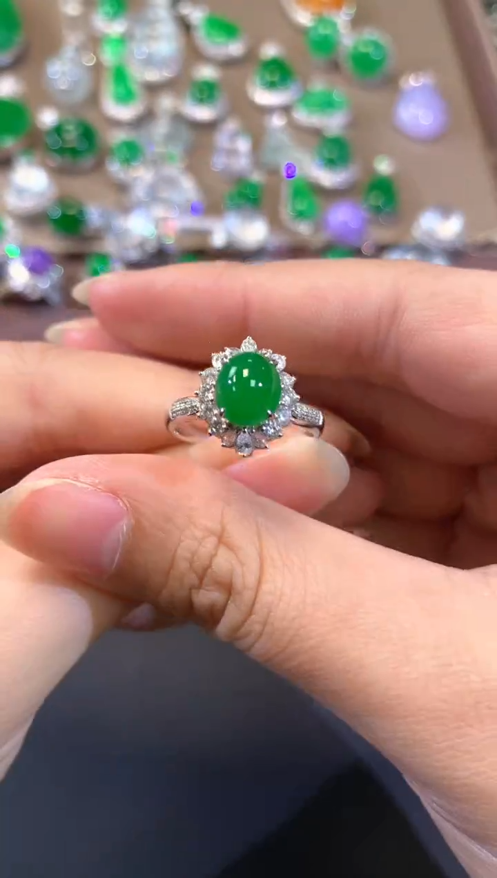 【闪购商品】翡翠戒指18K金镶嵌A364|13800