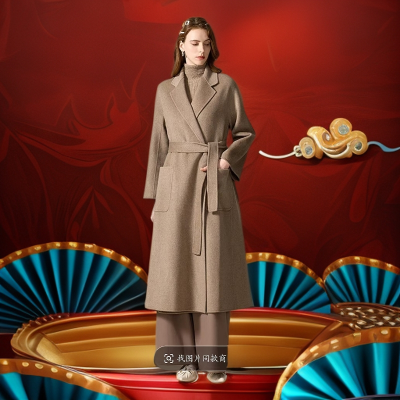 高定30%羊绒浴袍款，轻奢，高端，经典，时尚，优雅女装双面呢羊绒大衣