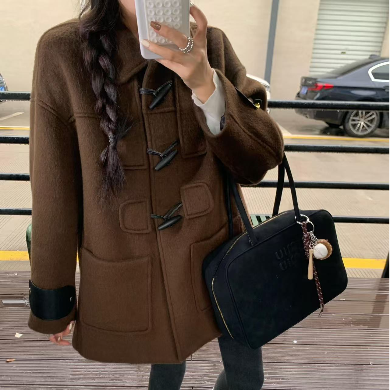 新款气质休闲韩版简约长袖翻领毛呢外套DM193