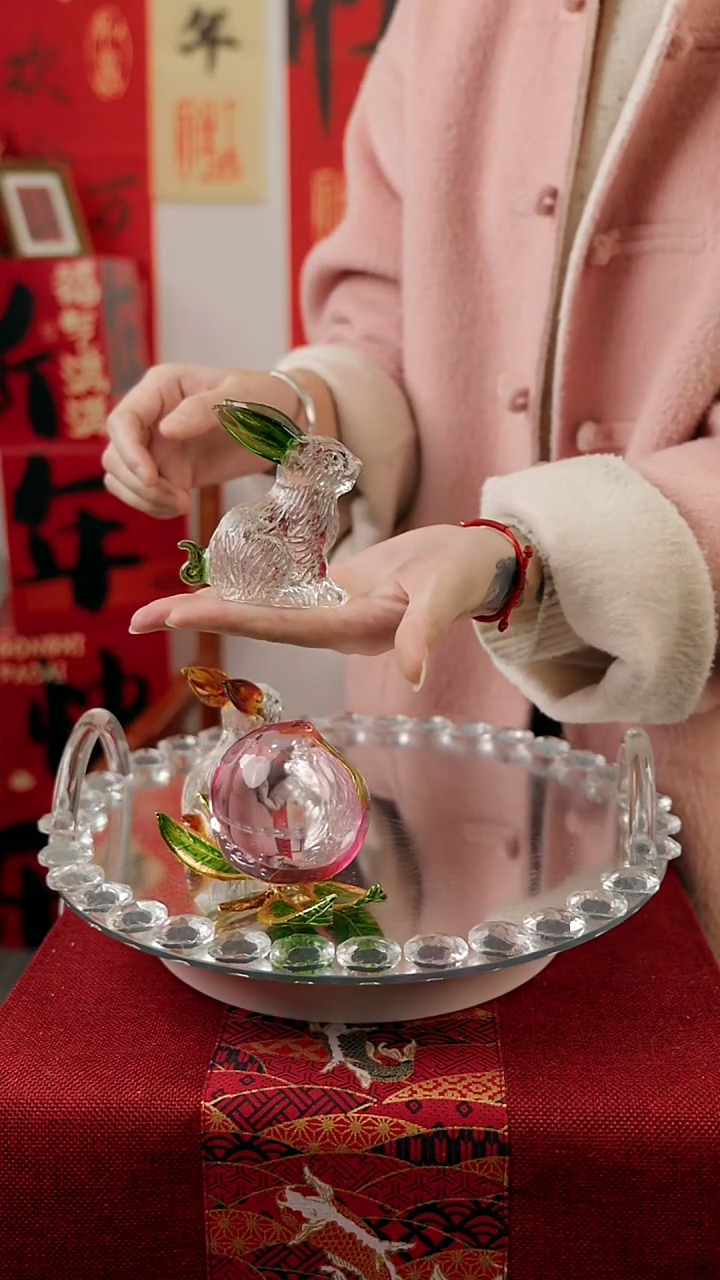 【闪购商品】琉璃拉丝坐姿绿色兔子摆件