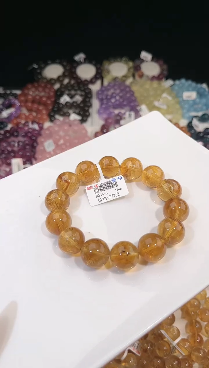 【闪购商品】水晶手链未镶嵌多样性发一黄阿赛16mm