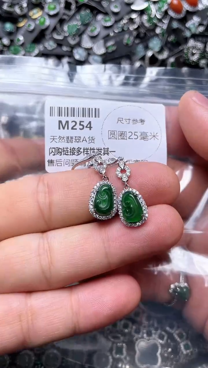翡翠未镶嵌颈饰M254耳钩