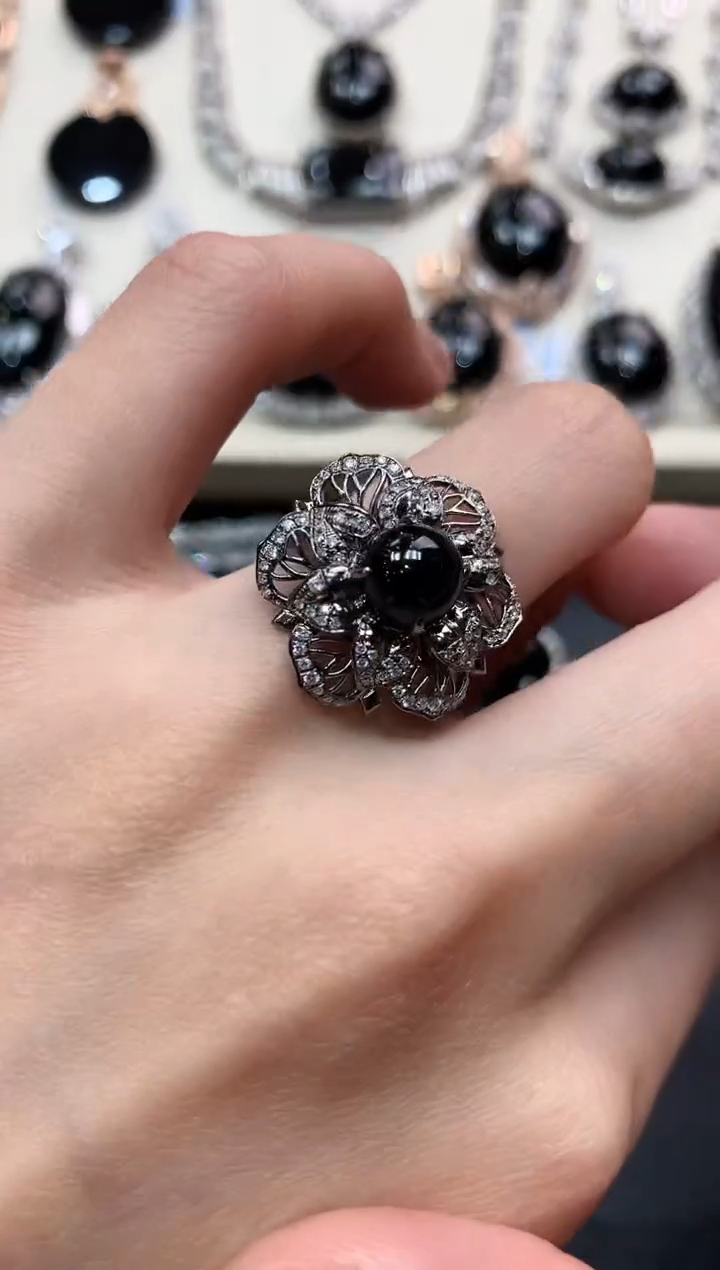 【闪购商品】翡翠戒指18K金镶嵌q90无鉴赏