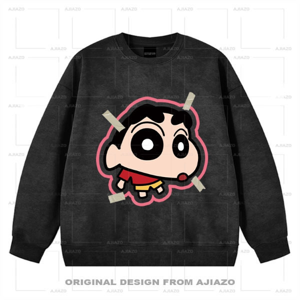 老狗十三【贴纸小新】扎染圆领卫衣 秋冬休闲男女同款百搭上衣