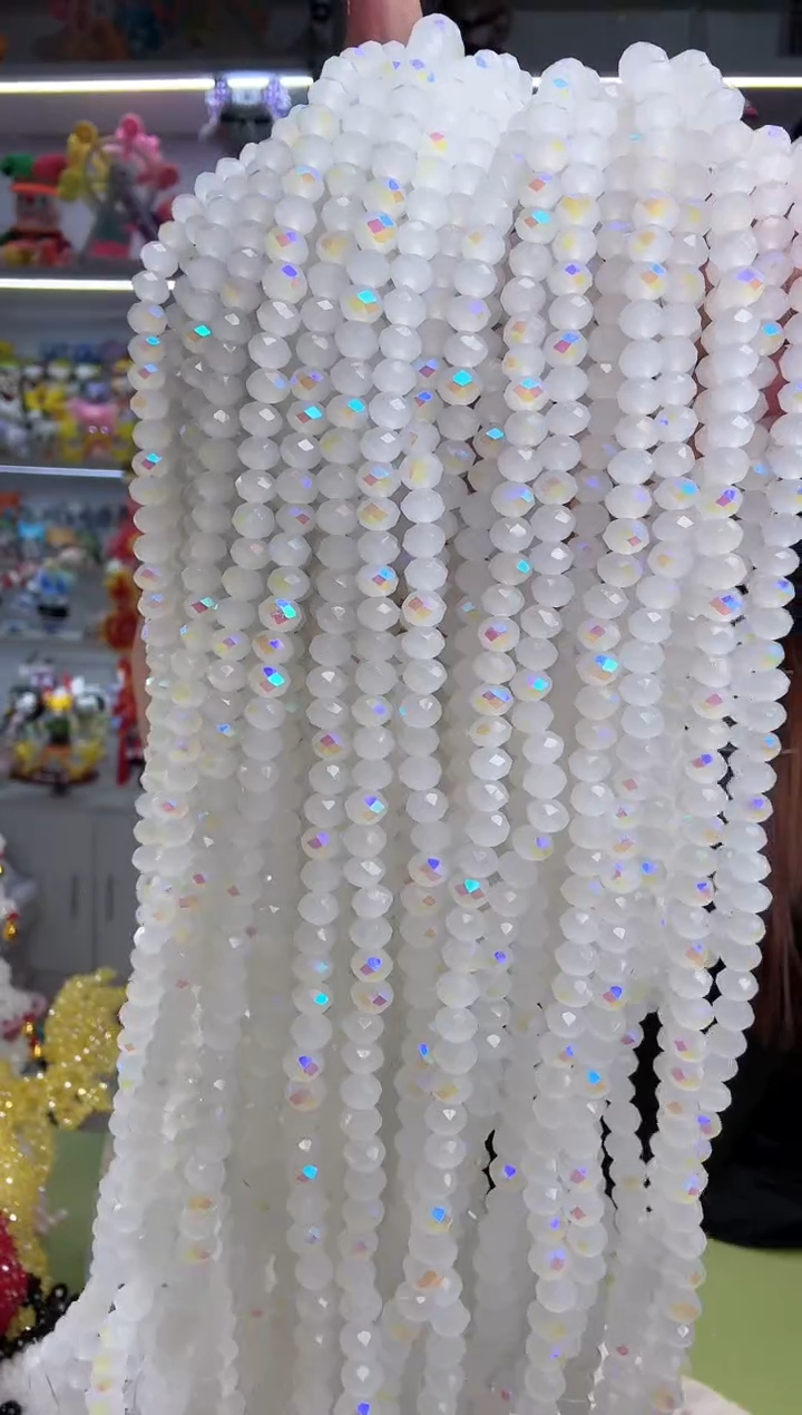 玻璃2773卡6水晶扁10条微光彩白玉