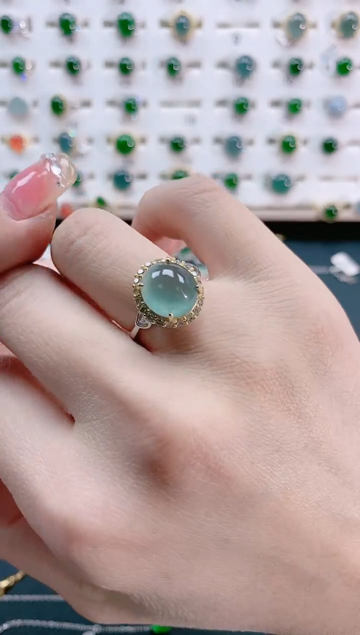 【闪购商品】翡翠戒指银S925镶嵌天然翡翠