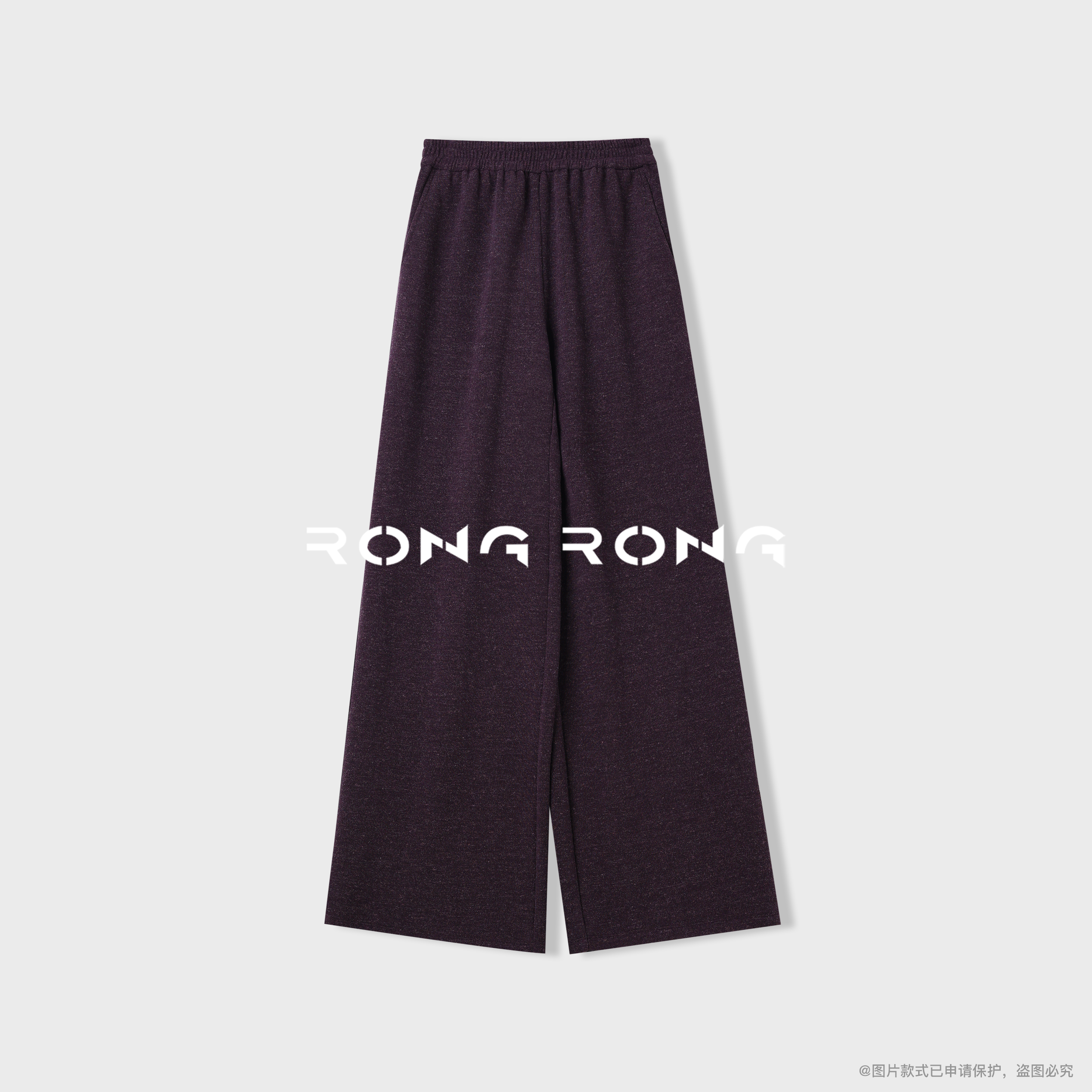 溶溶【薄藤鸢紫】RONG 腰头内里醋酸拼接绵羊毛休闲风直筒裤js698