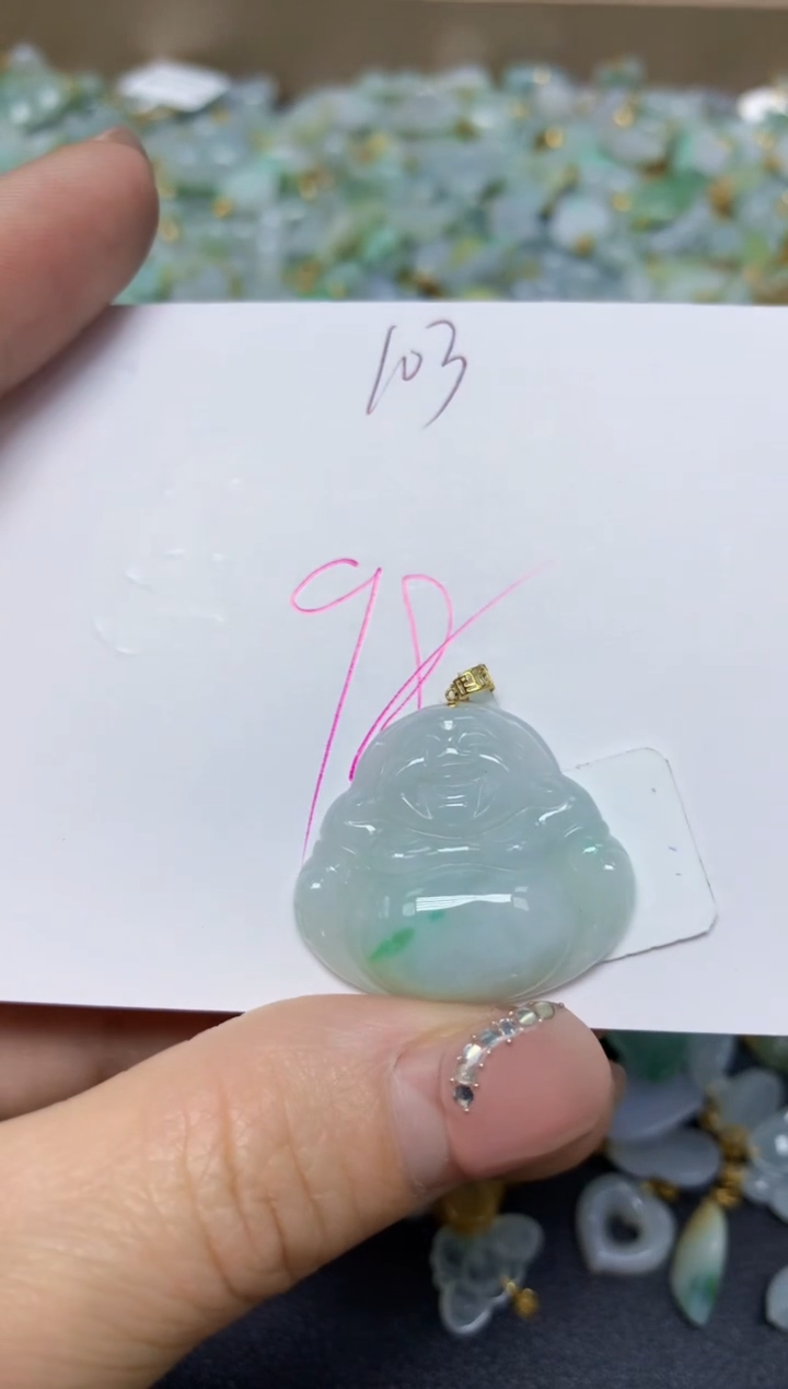 【闪购商品】翡翠挂件18K金镶嵌 天然翡翠A货