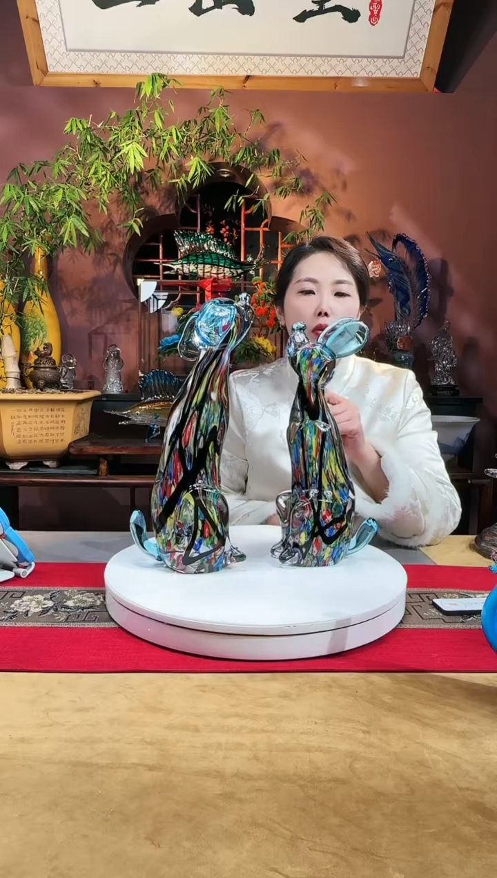 【闪购商品】琉璃手工艺品蓝色千花快乐飞起