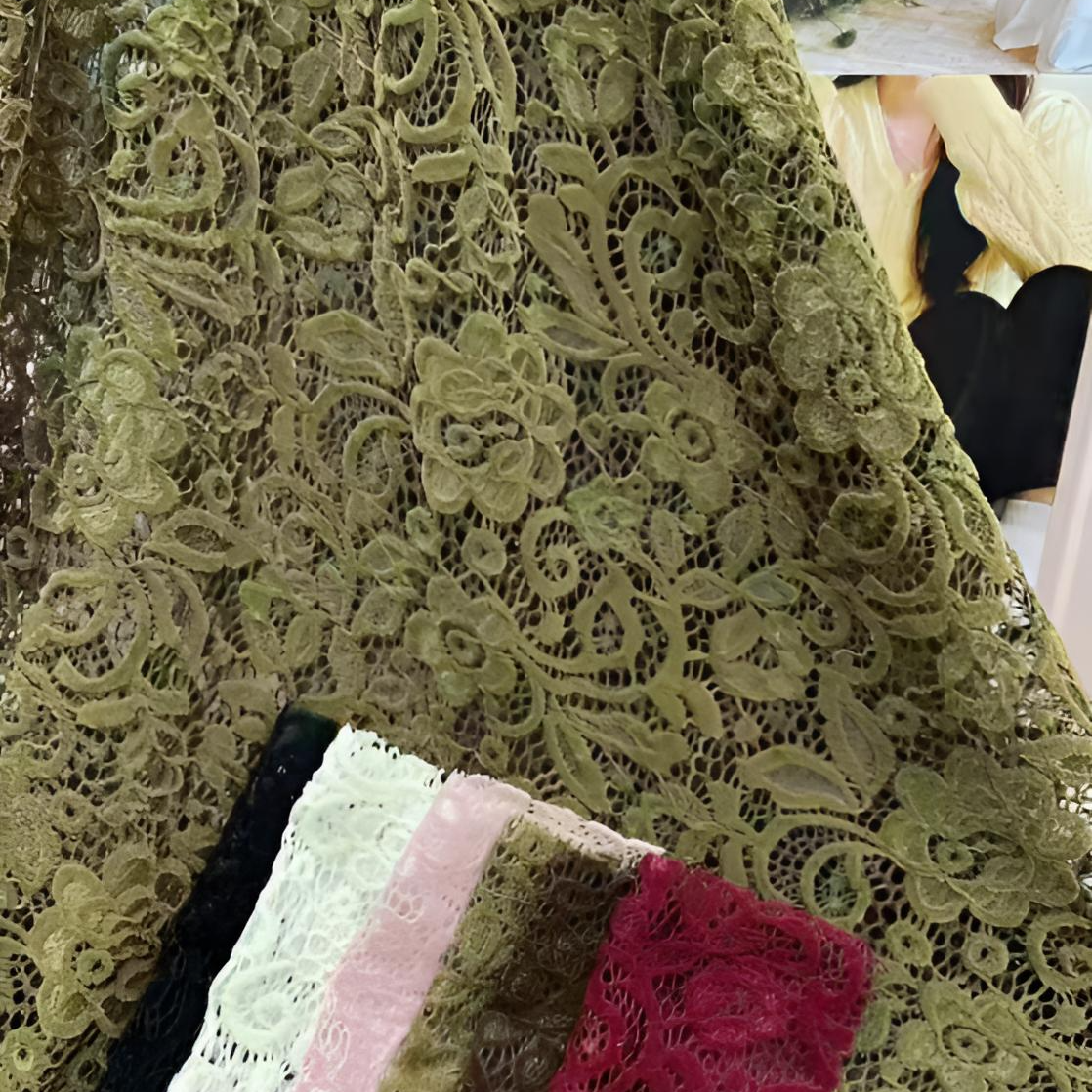 高档股线蕾丝用于礼服连衣裙制作的花边蕾丝布料
