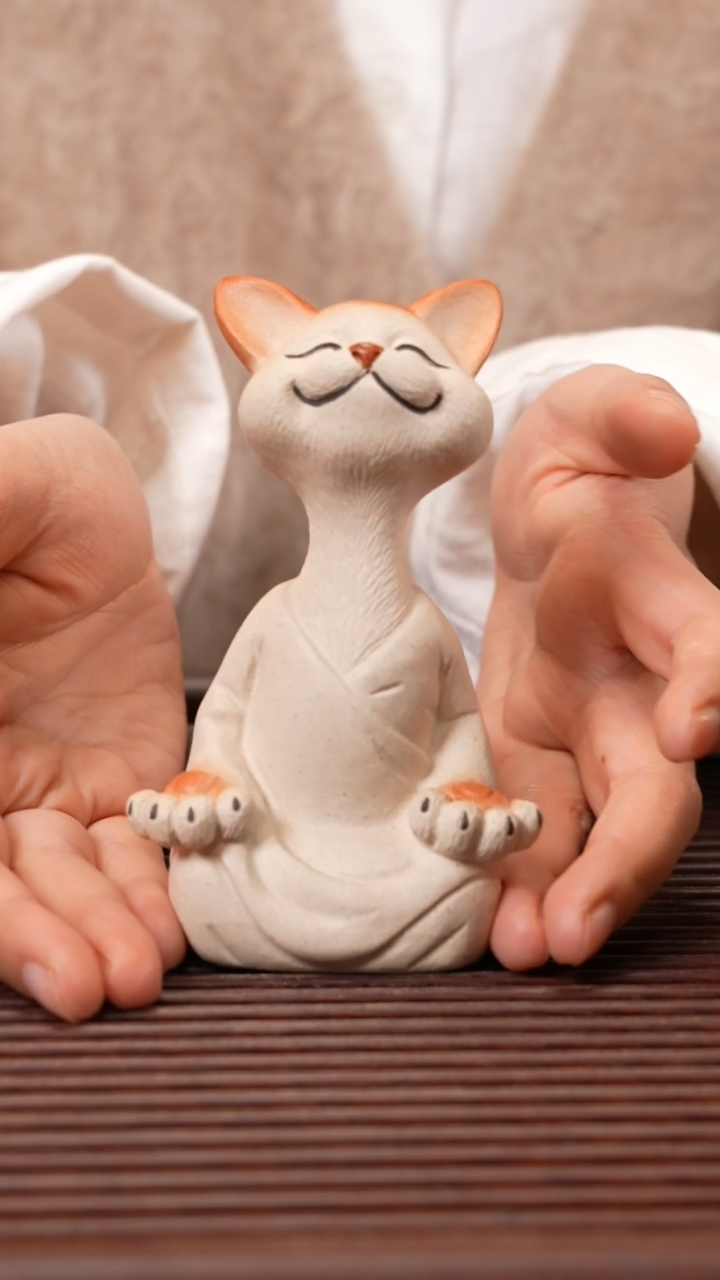 【闪购商品】紫砂茶宠打坐小猫