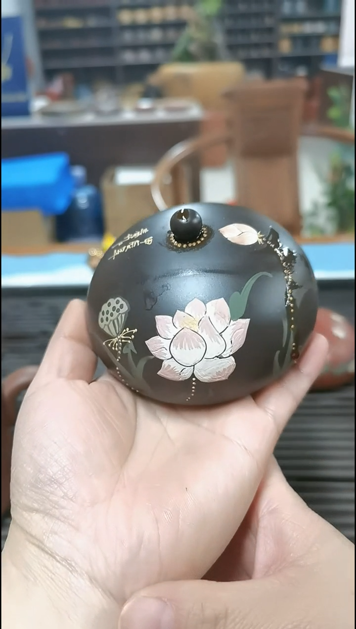 【闪购商品】紫泥紫砂盖置 全手工泥绘