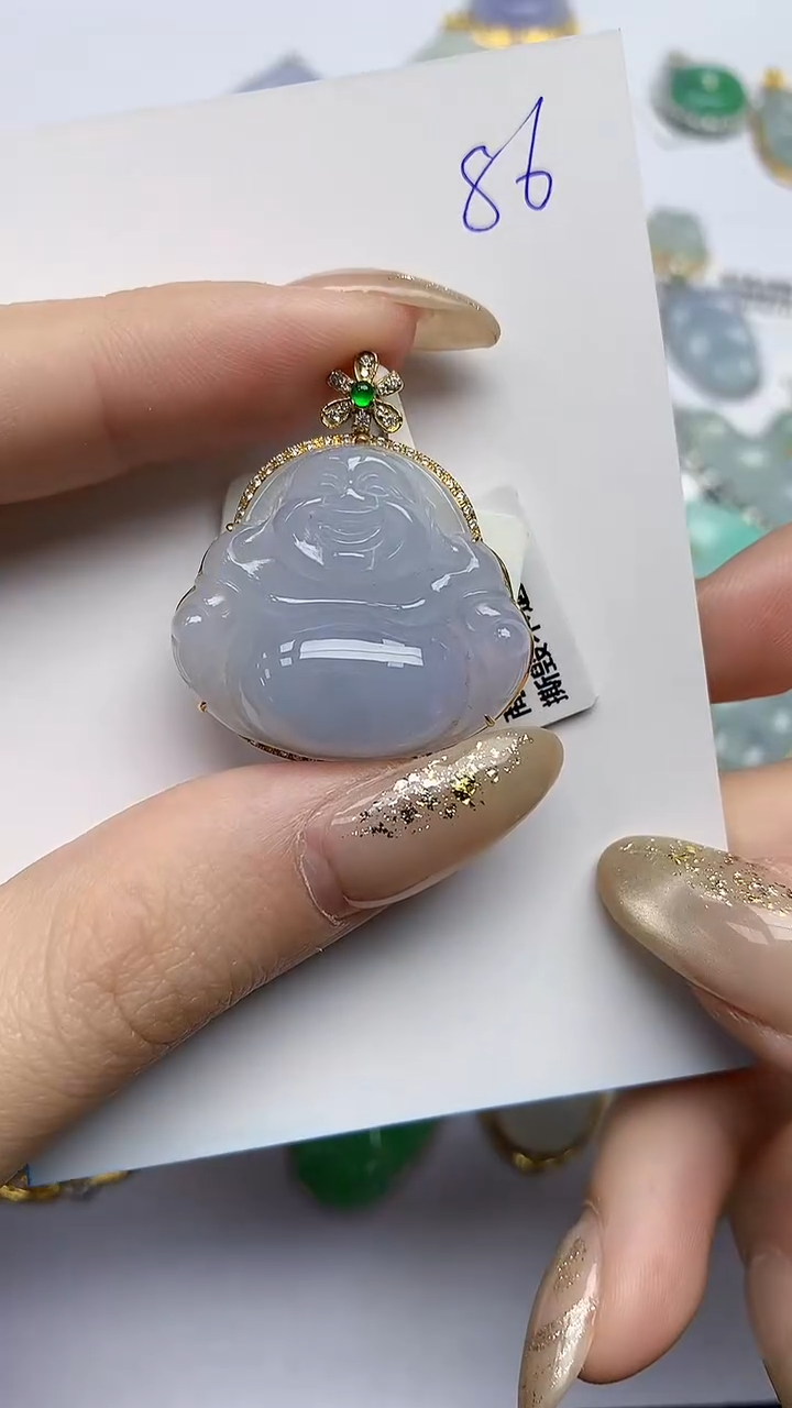 【闪购商品】翡翠颈饰18K金镶嵌天然翡翠A货