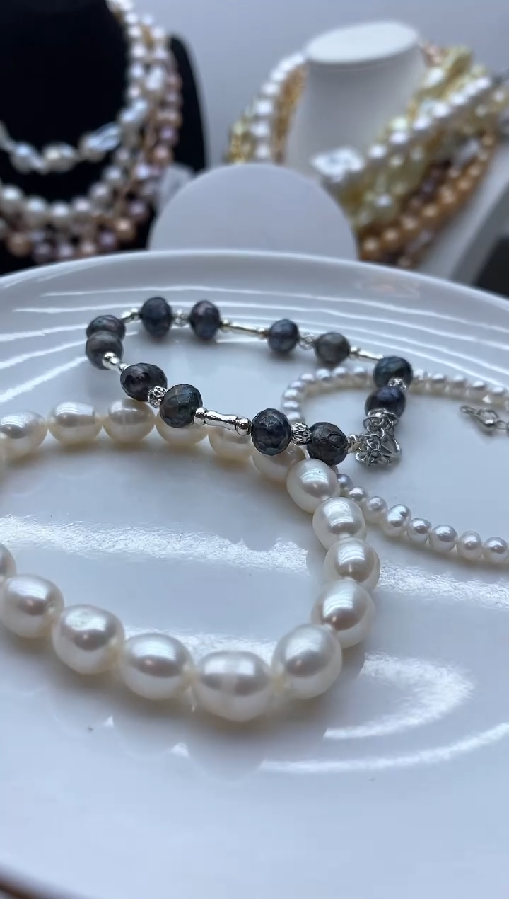 【闪购商品】淡水珍珠颈饰钛钢43