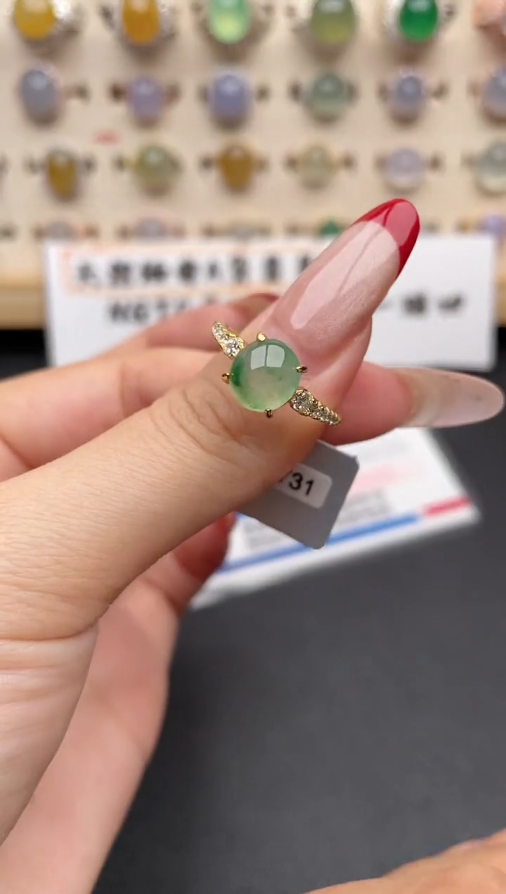 【闪购商品】翡翠戒指银S925镶嵌一物一证一礼盒