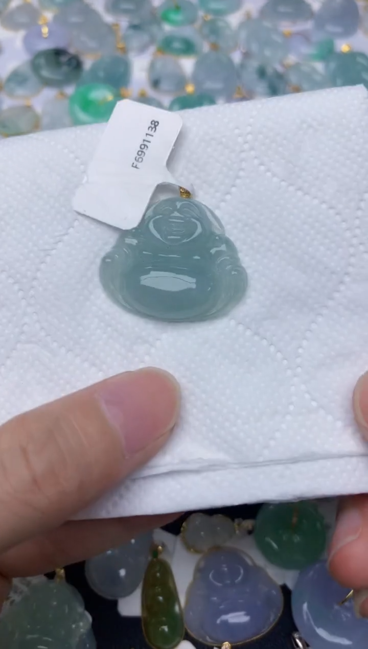 翡翠18K金镶嵌颈饰天然A货翡翠