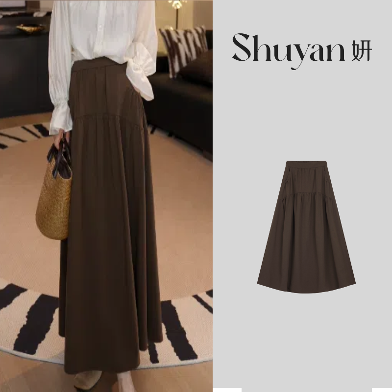 Shuyan妍【慕斯蛋糕】360G羊毛天丝混纺重磅法式蛋糕裙665066