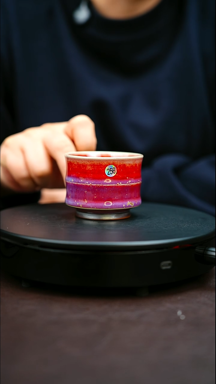 256#原矿钧瓷炉钧釉竹节杯