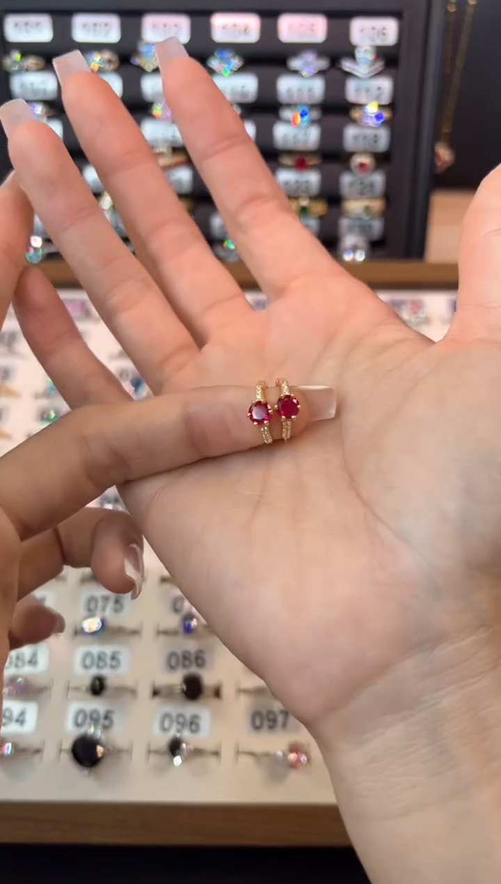 耳饰银S925镶嵌红宝石00000