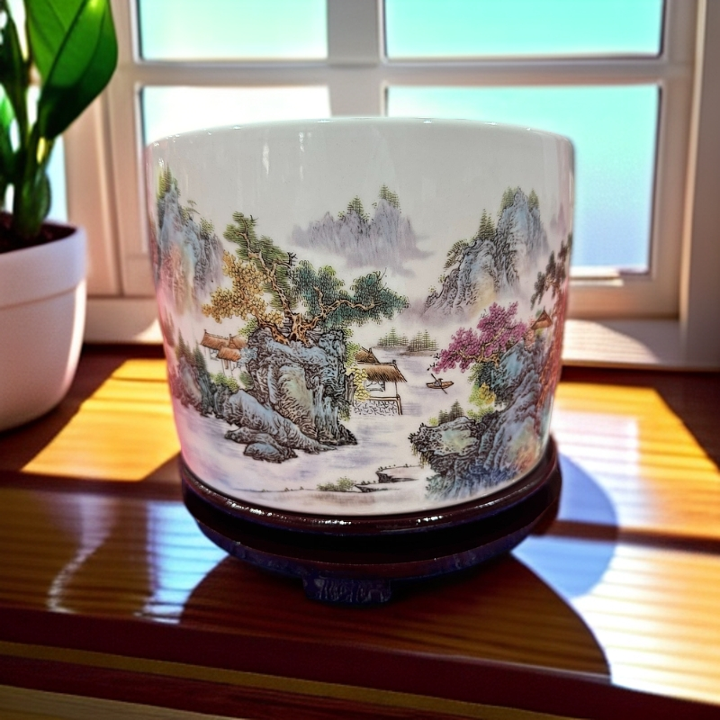 ZY-GH45青绿江山万里大笔筒礼盒装