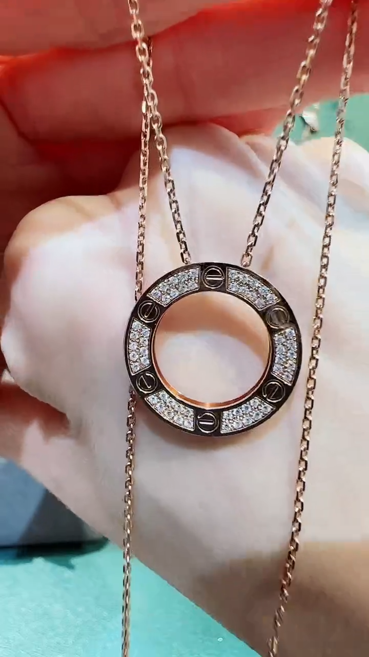 【闪购商品】钻石套链18K金镶嵌18K金钻石饼饼套链