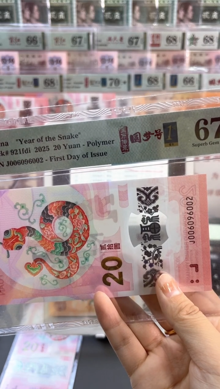 蛇钞圆梦号四标首日PMG67分尾002