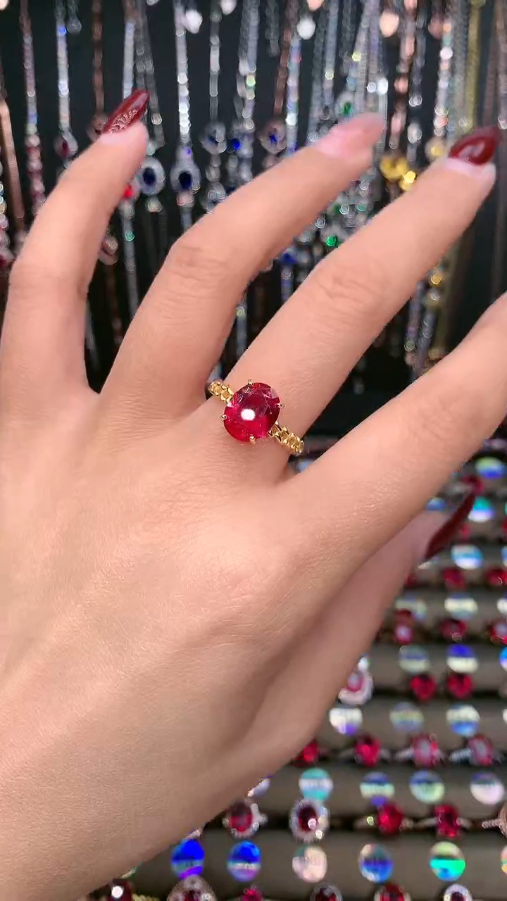 【闪购商品】红宝石戒指银S925镶嵌金8.10