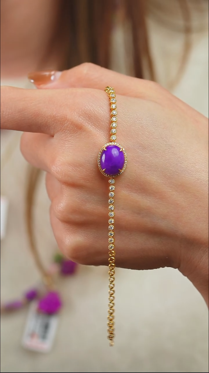 苏纪石（舒俱来）18K金镶嵌手链✨****?分单1