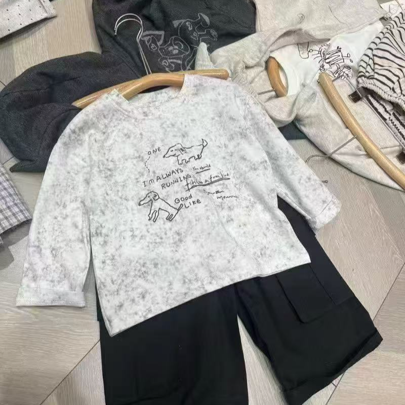 童装儿童男童长袖运动男童时尚夏季灰色儿童男士长袖运动男童时尚