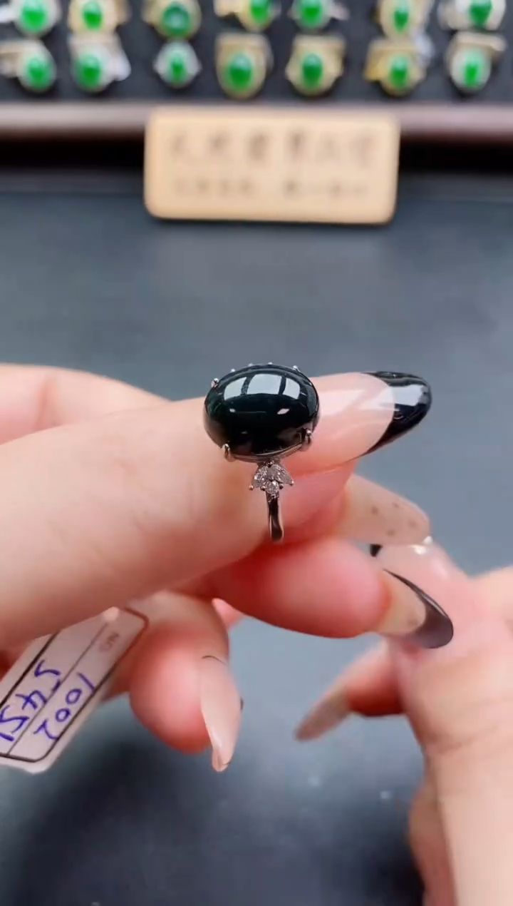 银S925镶嵌戒指翡翠1