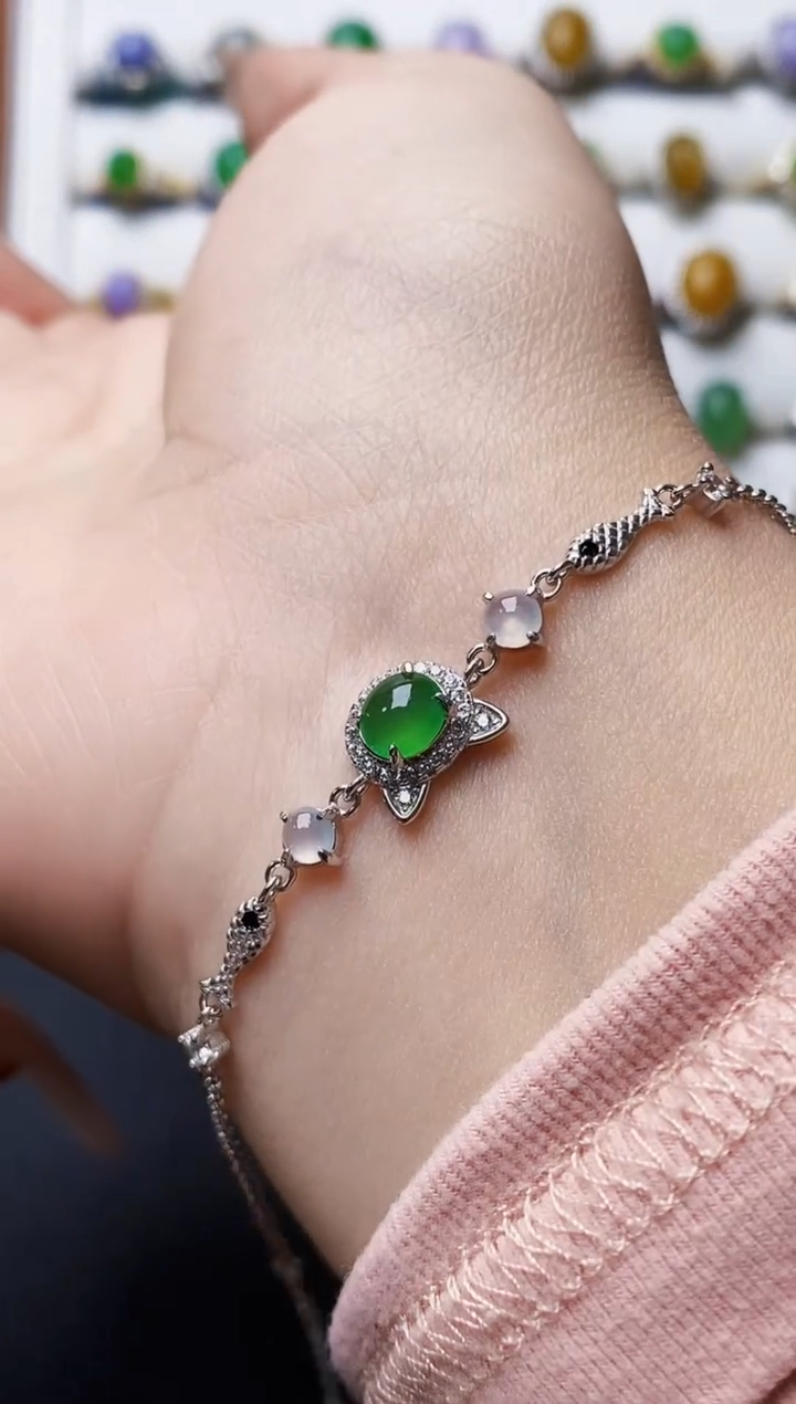 银S925镶嵌戒指翡翠5611