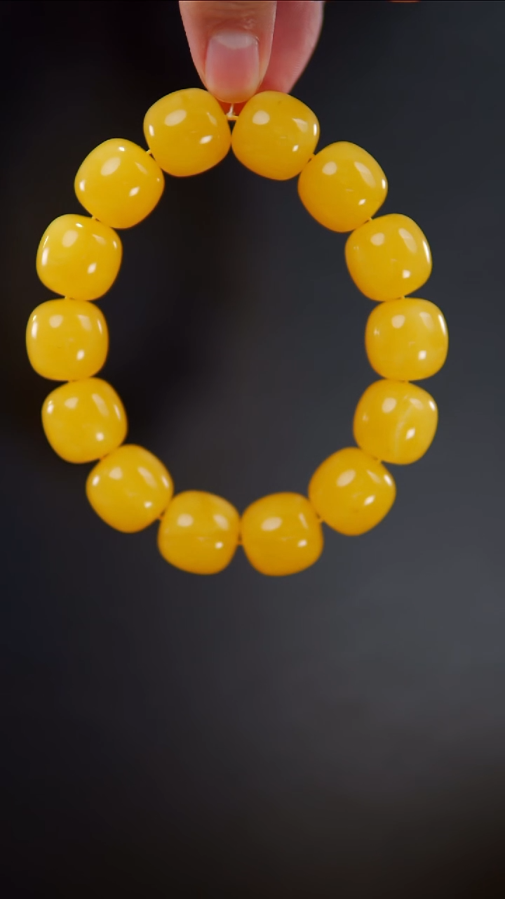 手链琥珀未镶嵌同料焦皮料老型手串43