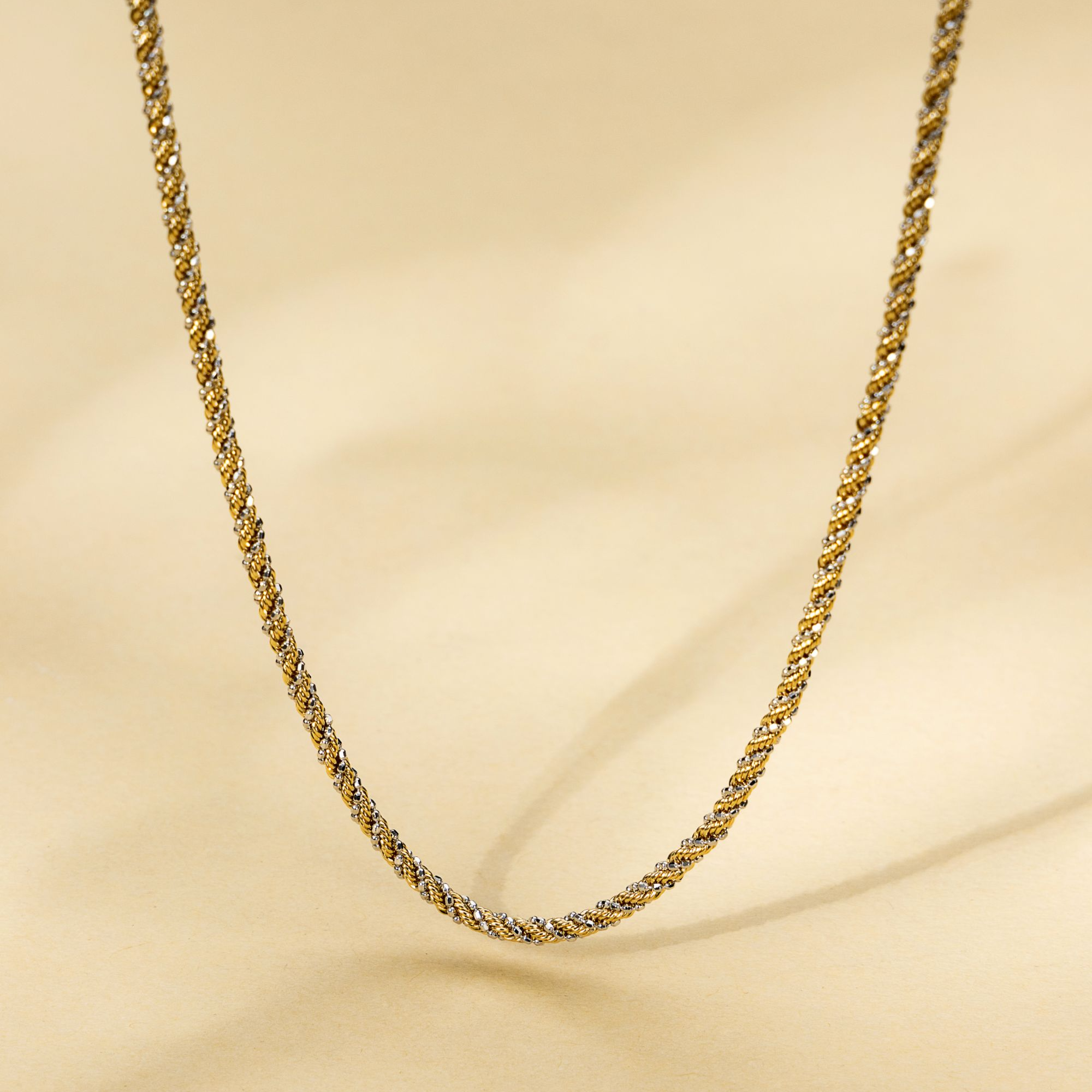 【双色缠绕麻花链】18K金项链-40+5cm-多样性发其一-FF1760|BKJ2