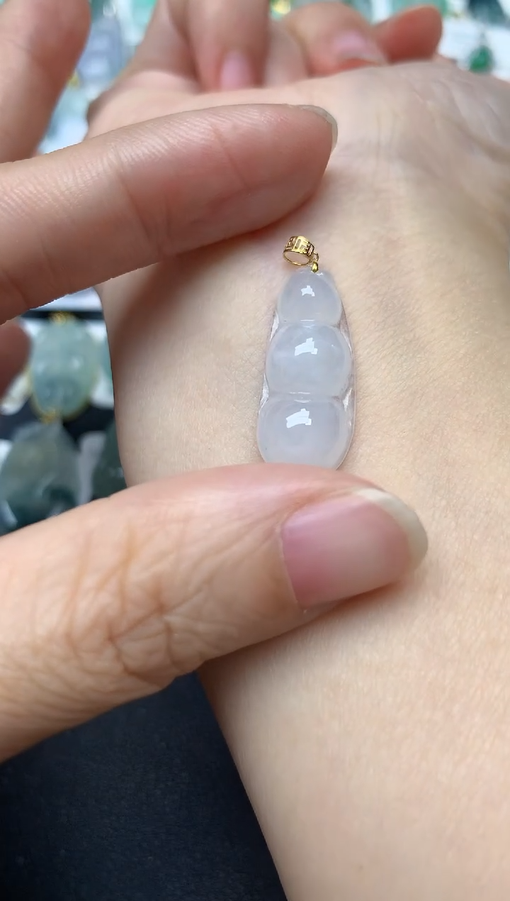 颈饰18K金镶嵌翡翠天然缅甸A货翡翠