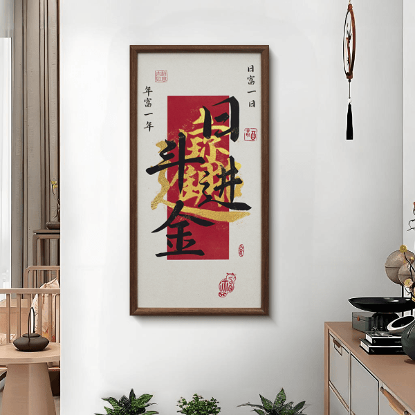 S5361好寓意中式相框客厅玄关走廊新年画日进斗金3570
