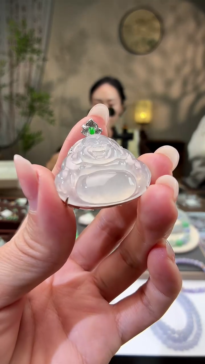 吊坠(不含链)18K金镶嵌翡翠佛公