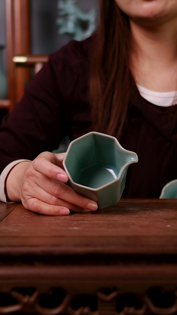 公道杯陶青霁汝窑仿古釉   